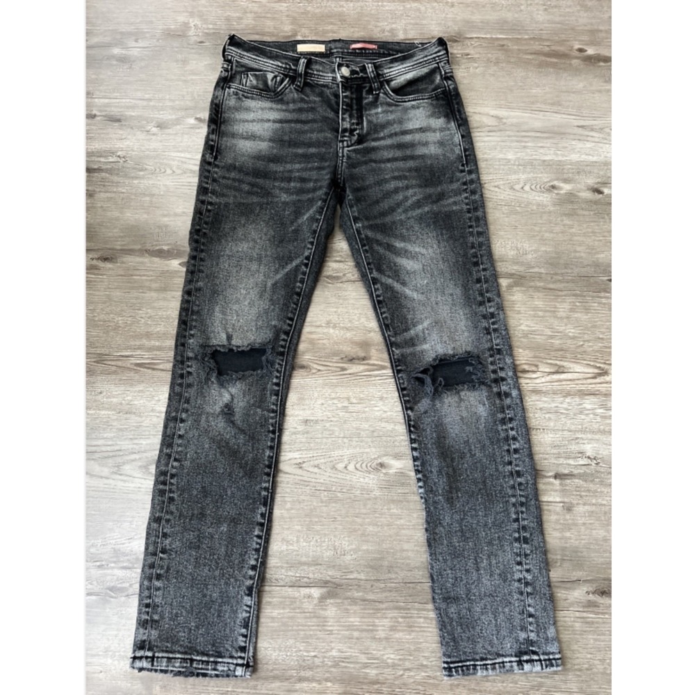 Pilcro Distressed Slim Boyfriend Jeans Womens 25 Charcoal Wash Ankle Length